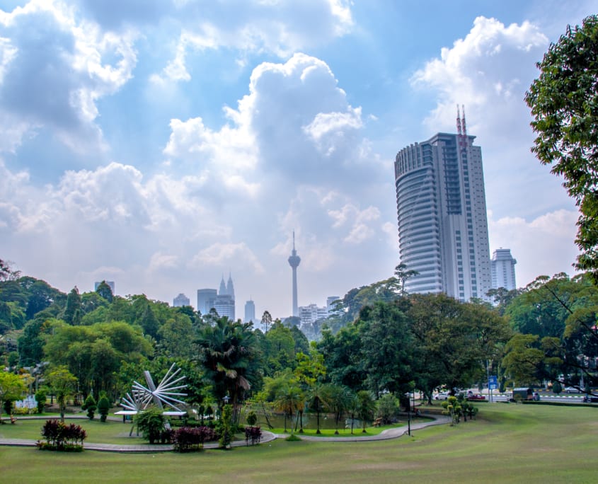 De skyline van Kuala Lumpur; hoofdstad van Maleisië