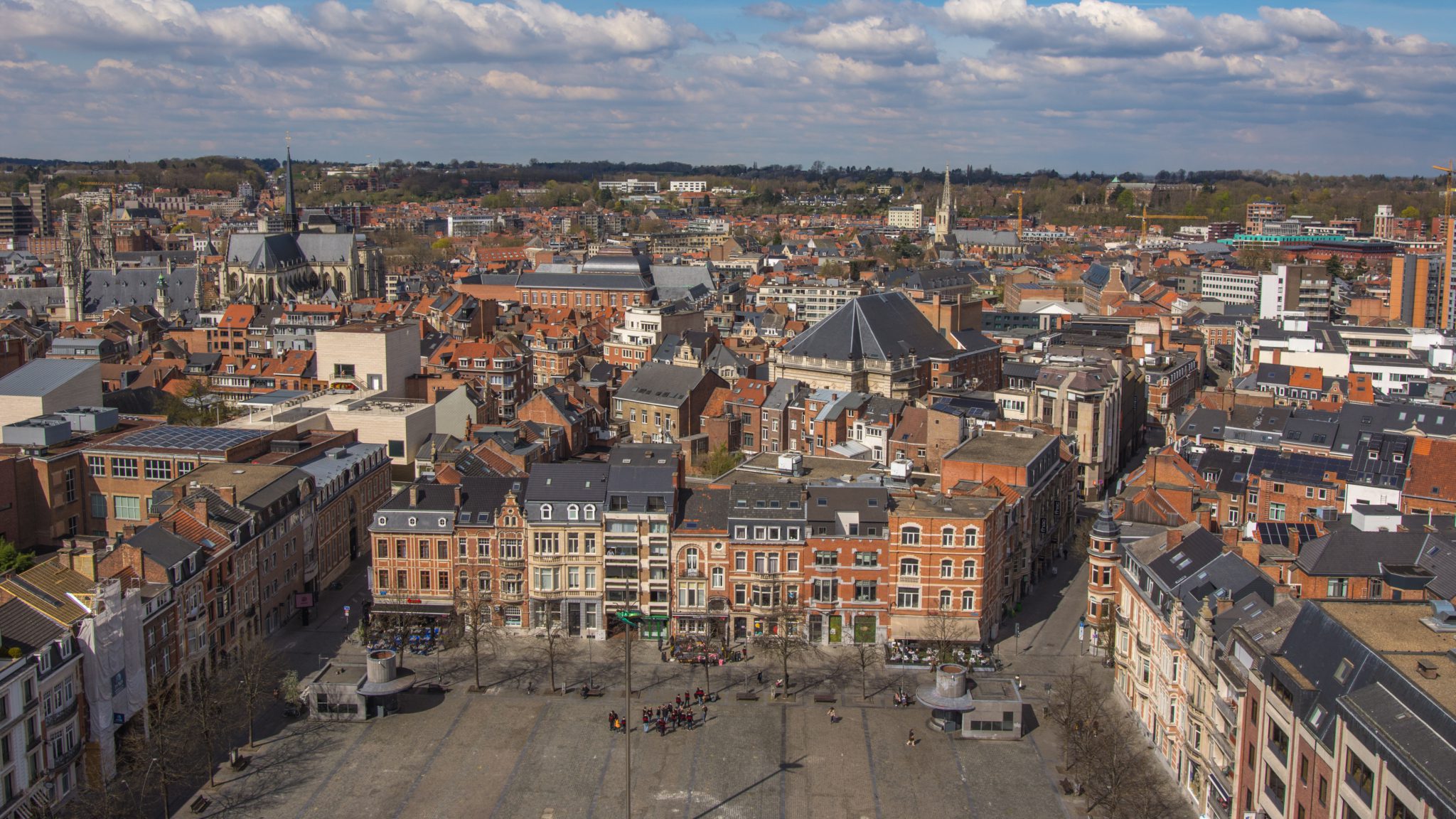 Het uitzicht over het oude centrum van Leuven, vanaf de klokkentoren.